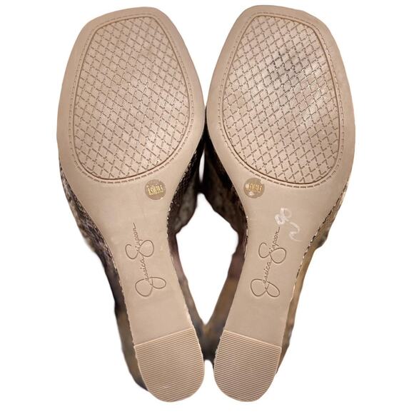 JESSICA SIMPSON SNAKE PRINT WEDGES PLATFORM SANDALS SZ. 8.5 NEW - Picture 7 of 7
